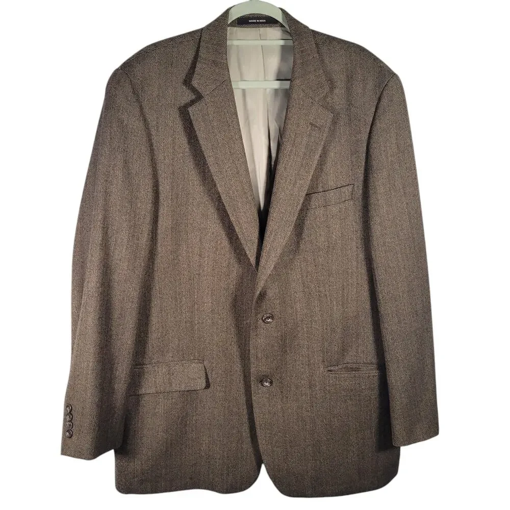 Vintage Etienne Aigner 100% Lambswool Herringbone Sport Coat Blazer 44L